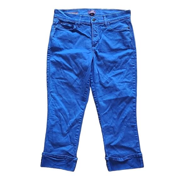 NYDJ Bright Blue Dayla Wide Cuff Capri Jeans Size 10 - Picture 3 of 14